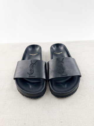 Saint Laurent joann leather slides, 36