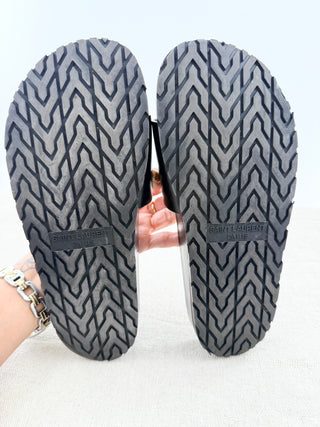 Saint Laurent joann leather slides, 36