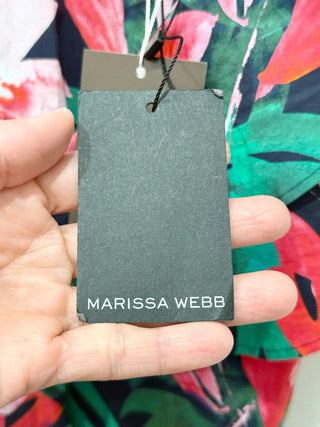 NWT Marissa Webb Maisie Floral Print Ruffle Hem Blouse Top Garnet Lily Women's M