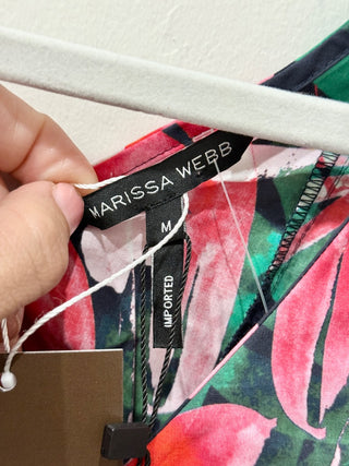 NWT Marissa Webb Maisie Floral Print Ruffle Hem Blouse Top Garnet Lily Women's M