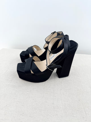 Jimmy Choo platform satin sandals, 40.5