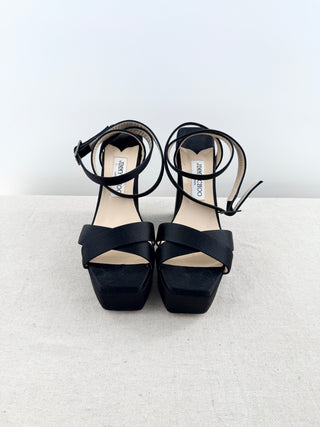 Jimmy Choo platform satin sandals, 40.5
