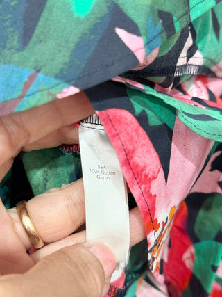 NWT Marissa Webb Maisie Floral Print Ruffle Hem Blouse Top Garnet Lily Women's M