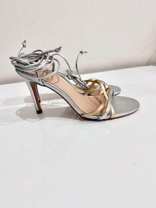 Vicson Miami Two-Toned Leather Strappy Stiletto High Heels Silver Women's Size 8