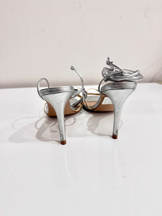 Vicson Miami Two-Toned Leather Strappy Stiletto High Heels Silver Women's Size 8