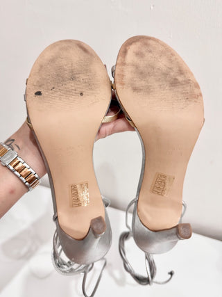 Vicson Miami Two-Toned Leather Strappy Stiletto High Heels Silver Women's Size 8