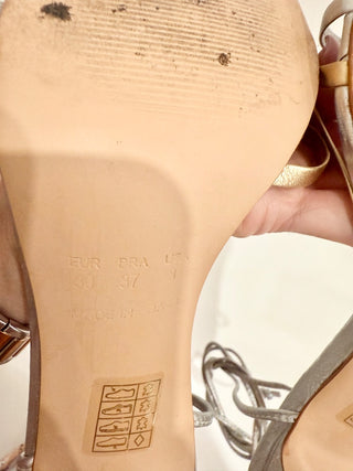 Vicson Miami Two-Toned Leather Strappy Stiletto High Heels Silver Women's Size 8