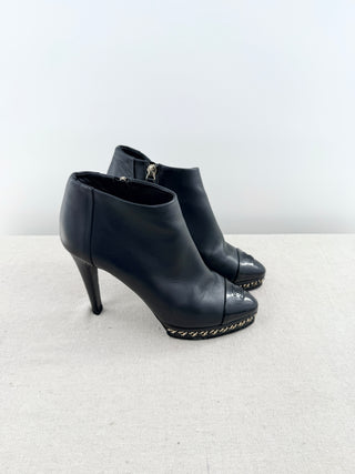 Chanel platform booties with CC and chain detail, 37