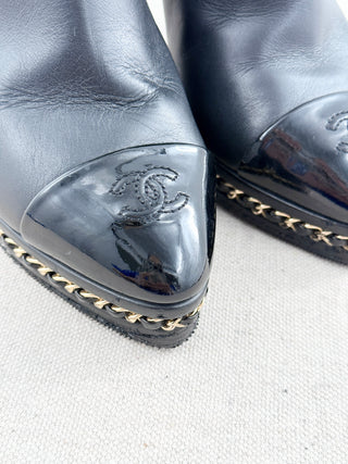 Chanel platform booties with CC and chain detail, 37