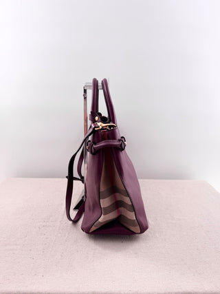 Burberry leather banner tote bag