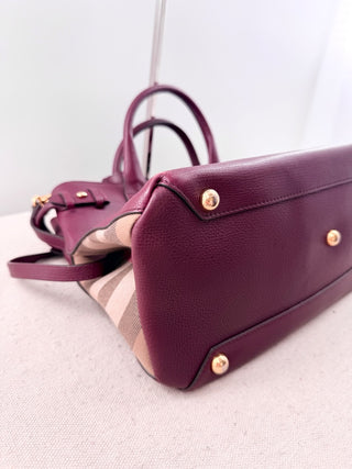 Burberry leather banner tote bag