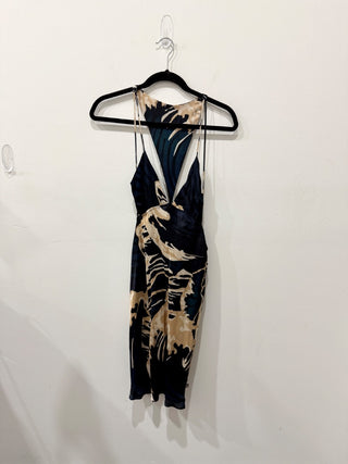 Adriana Degreas silk floral print cut out mini dress, M