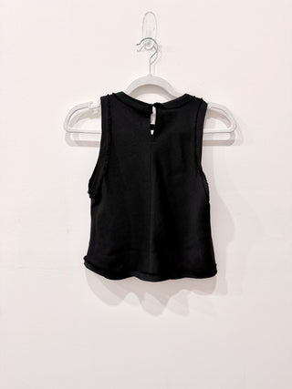 Parentezi Vera Crew Neck Sleeveless Raw Trim Cropped Tank Top Black Women's XS