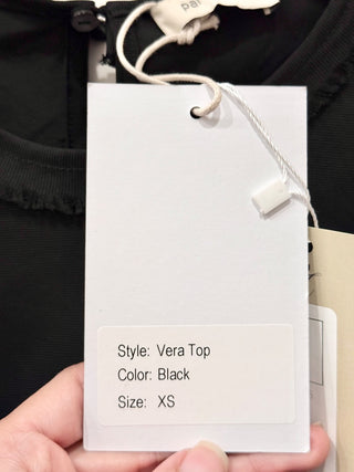 Parentezi Vera Crew Neck Sleeveless Raw Trim Cropped Tank Top Black Women's XS
