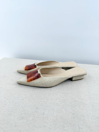 Cult Gaia raffia low heel mules, 42
