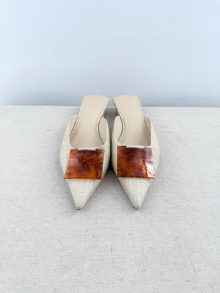 Cult Gaia raffia low heel mules, 42