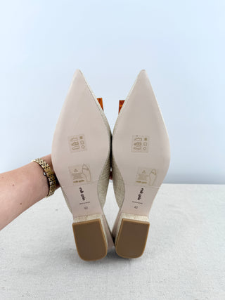 Cult Gaia raffia low heel mules, 42