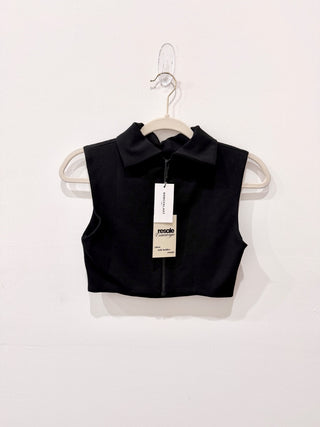 Nonchalant Label Ryland High Neck Full Zip Cropped Tank Top Black Womens Size XS