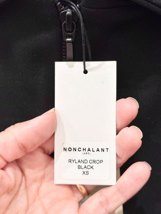 Nonchalant Label Ryland High Neck Full Zip Cropped Tank Top Black Womens Size XS