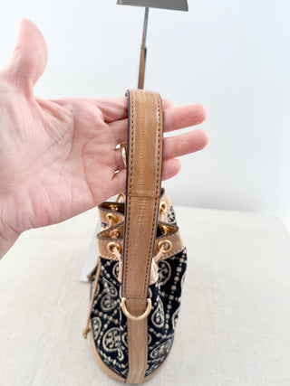 Tory Burch T Monogram Chevile Bucket Bag w/ Detachable Strap Cream/Rolled Brass