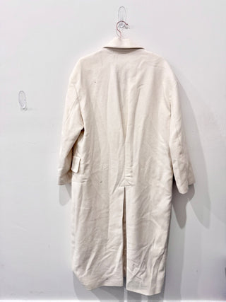 Zara Wool-Blend Double Breasted Button Oversized Coat Cream Women's Size Medium