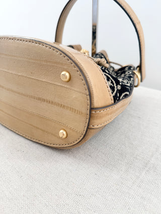 Tory Burch T Monogram Chevile Bucket Bag w/ Detachable Strap Cream/Rolled Brass