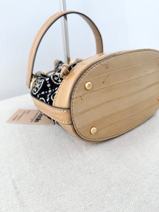 Tory Burch T Monogram Chevile Bucket Bag w/ Detachable Strap Cream/Rolled Brass