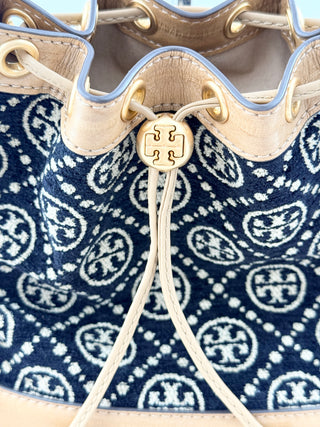 Tory Burch T Monogram Chevile Bucket Bag w/ Detachable Strap Cream/Rolled Brass