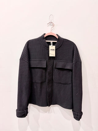 Devon Windsor Roxy Waffle Full Zip Oversized Jacket Deep Black Women's Size XS