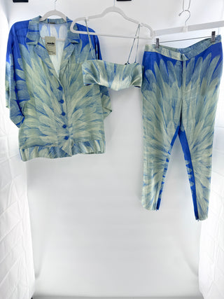 Alexis Blue palm print three-piece set, top S / bottom M