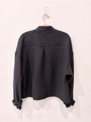 Devon Windsor Roxy Waffle Full Zip Oversized Jacket Deep Black Women's Size XS