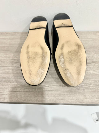 Tod's Calf Leather Slip On Flat Loafer with Gold Chain Catena Black Women's 39 / 8.5