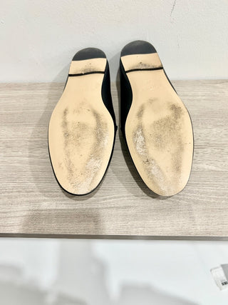 Tod's Calf Leather Slip On Flat Loafer with Gold Chain Catena Black Women's 39 / 8.5