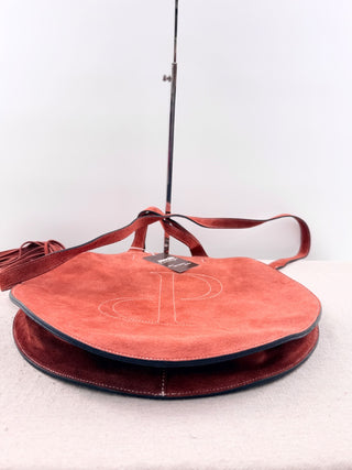 Prune circular suede bag