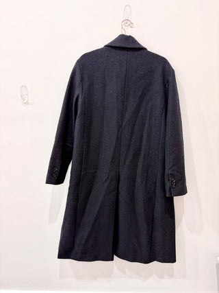 MNG Double Breasted Check Wool-Blend Coat Jacket Dark Heather Grey Women's Small