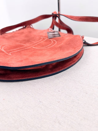 Prune circular suede bag