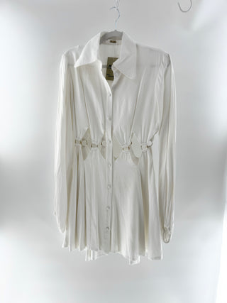 Cult Gaia white cutout mini shirt dress, S