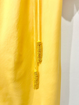 Farm Rio cut out long sleeve satin dress long, XS