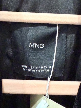 MNG Velvet Single Breasted V-Neck Suit Blazer Jacket Black Women's Size Medium