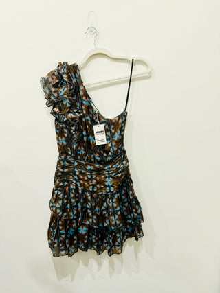 Ulla Johnson one shoulder metallic thread floral mini dress, 2