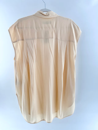 Balenciaga Cream sleeveless silk buttoned shirt, 36