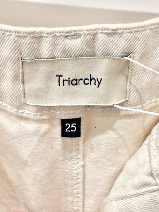 Triarchy Ms. Button-Front Denim Midi Skirt Organic Cotton White Women's Size 25