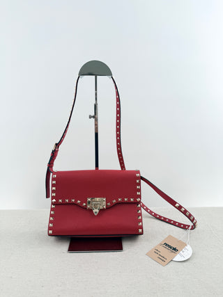 Valentino studded leather long strap bag
