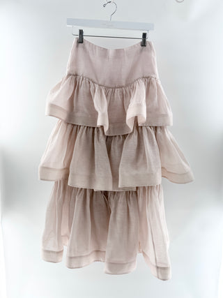 Zimmermann Blush tiered ruffled linen skirt, 1