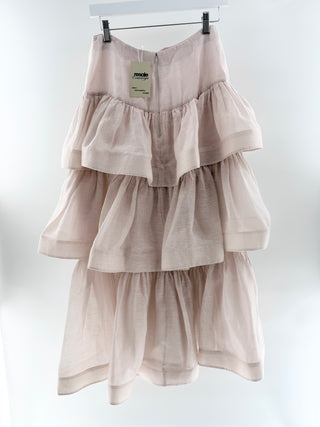 Zimmermann Blush tiered ruffled linen skirt, 1