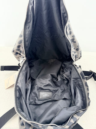 Saint Laurent Nylon Leopard Print Foldable City Large Backpack Black Gray