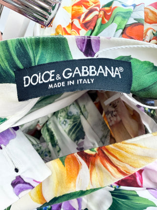 Dolce and Gabbana Tiered floral print cotton Poplin Mini Skirt, 42
