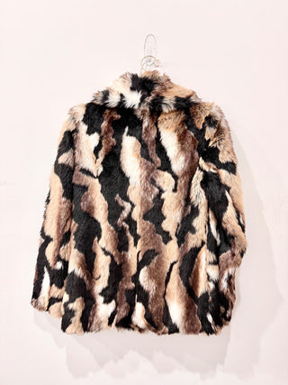 Eaves Colton Faux Fur Tiger Open Coat Jacket Wildcat Brown Women's Size Small