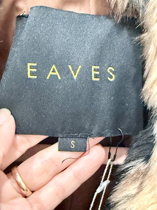 Eaves Colton Faux Fur Tiger Open Coat Jacket Wildcat Brown Women's Size Small