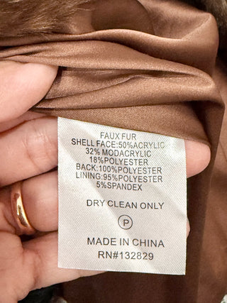 Eaves Colton Faux Fur Tiger Open Coat Jacket Wildcat Brown Women's Size Small